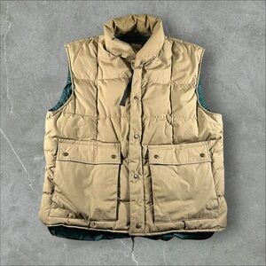 Vintage Eddie Bauer Puffer Vest Men Large Tan 60s 70s Premium Goose Down Quilted